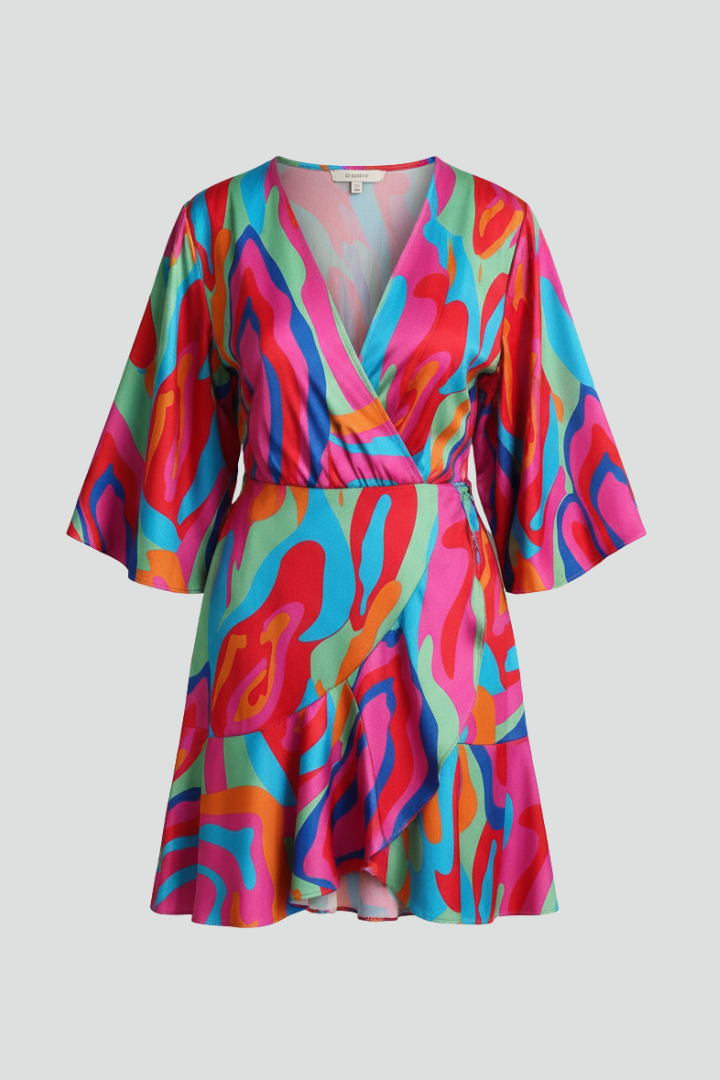 Linnea | Damen Wickel Mini Kleid mit Taillengürtel - Image 1