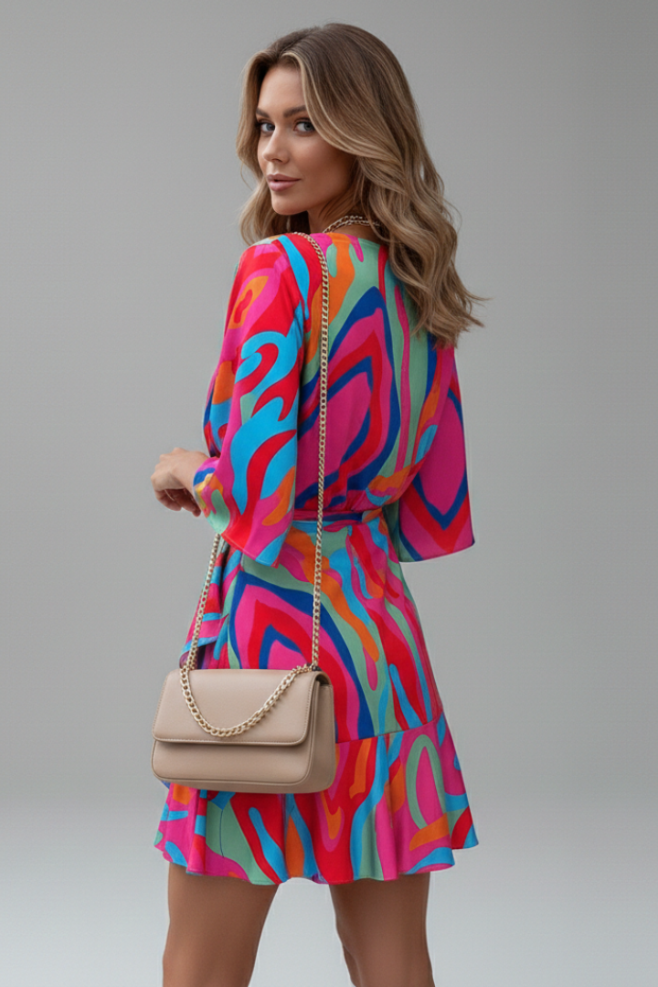 Linnea | Damen Wickel Mini Kleid mit Taillengürtel - Image 5