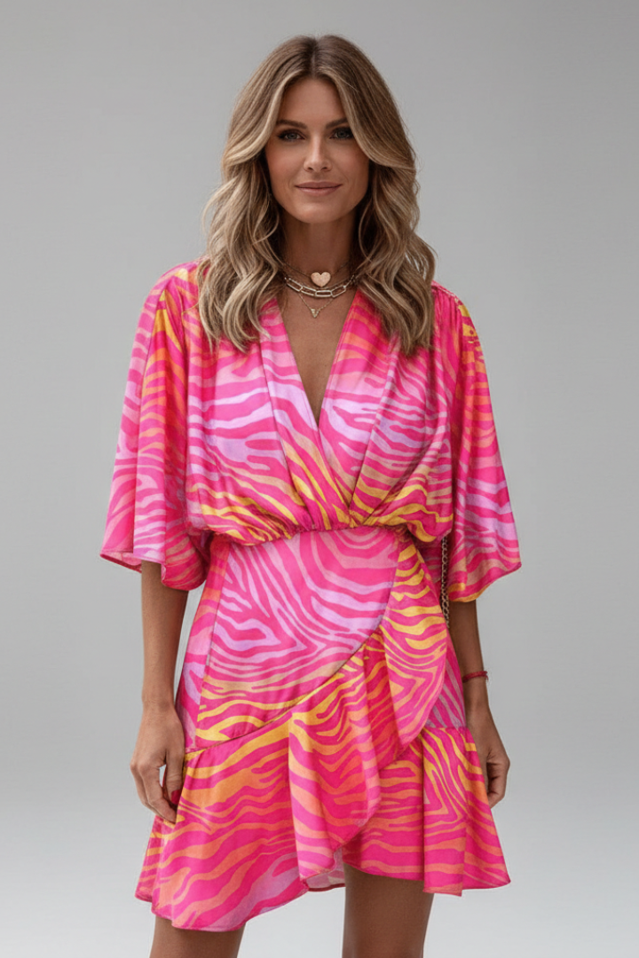 Linnea | Damen Wickel Mini Kleid mit Taillengürtel - Image 7