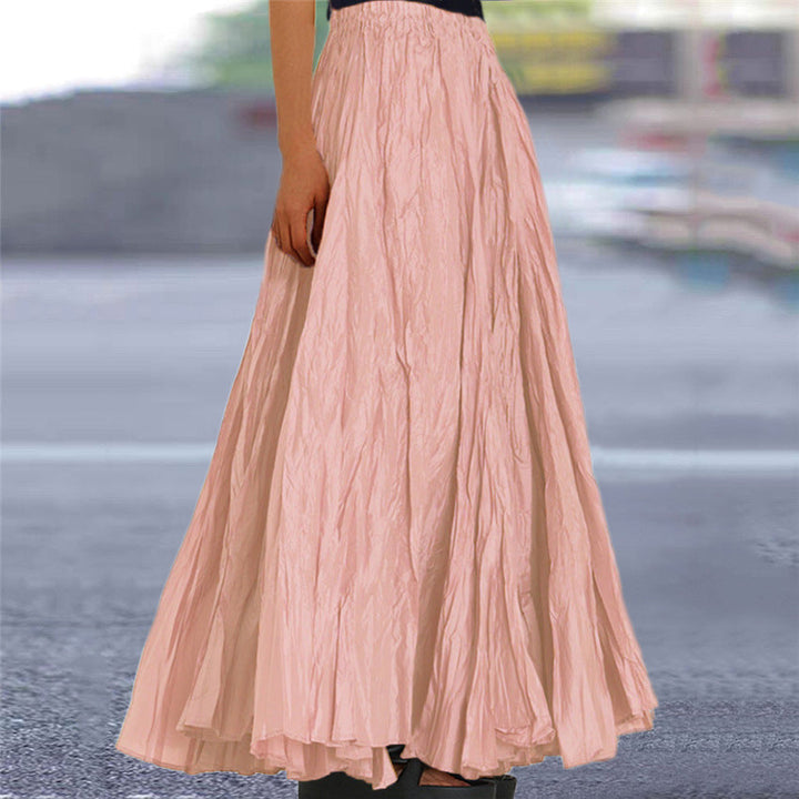Lisanne | Damen Maxirock A-Linie Faltenrock Gummibund - Camel - Image 11