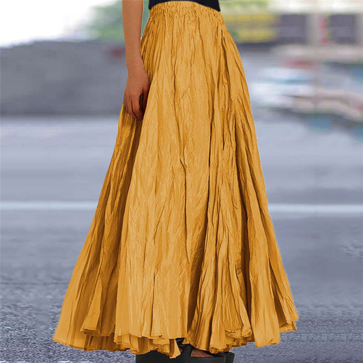 Lisanne | Damen Maxirock A-Linie Faltenrock Gummibund - Camel - Image 15