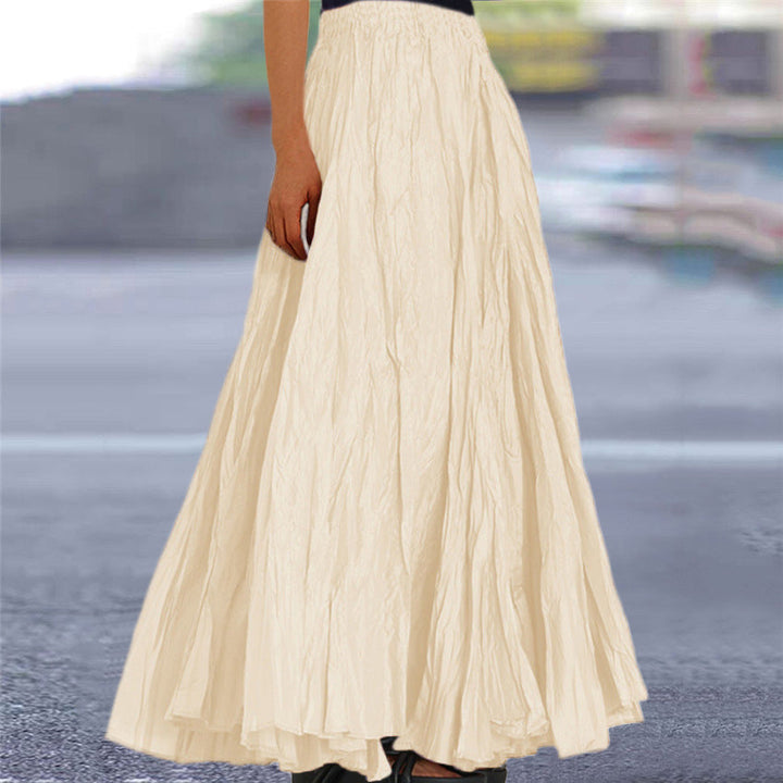 Lisanne | Damen Maxirock A-Linie Faltenrock Gummibund - Camel - Image 20