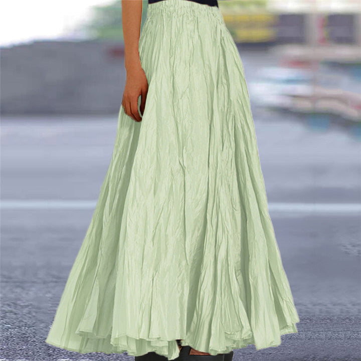 Lisanne | Damen Maxirock A-Linie Faltenrock Gummibund - Camel - Image 9