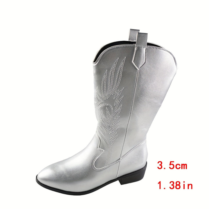 Lisbeth | Damen Cowboystiefel Weite Wade Western Boots - Silver - Image 2
