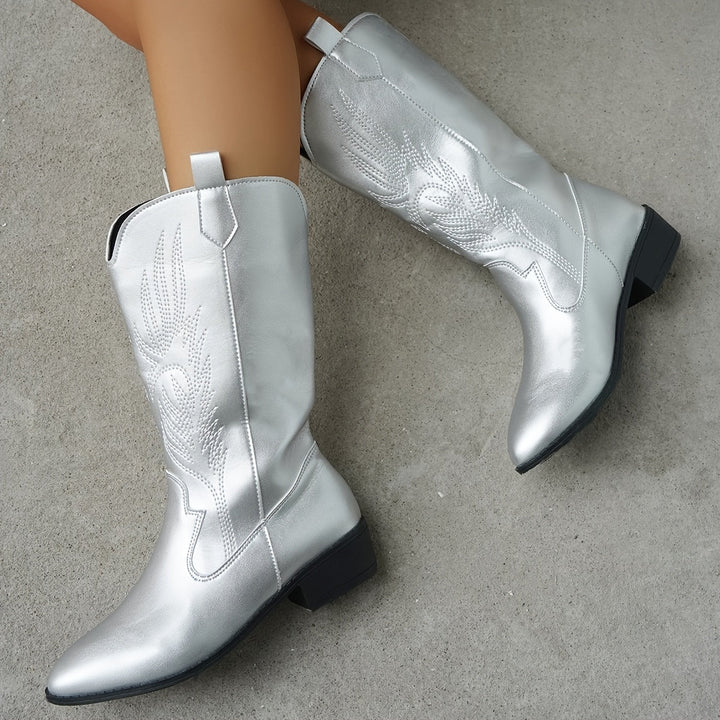 Lisbeth | Damen Cowboystiefel Weite Wade Western Boots - Silver - Image 4