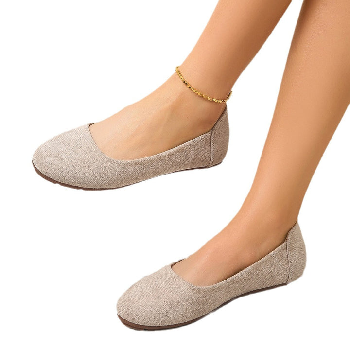 Liselotte | Damen Ballerinas Slip-On Runde Kappe - Beige - Image 5