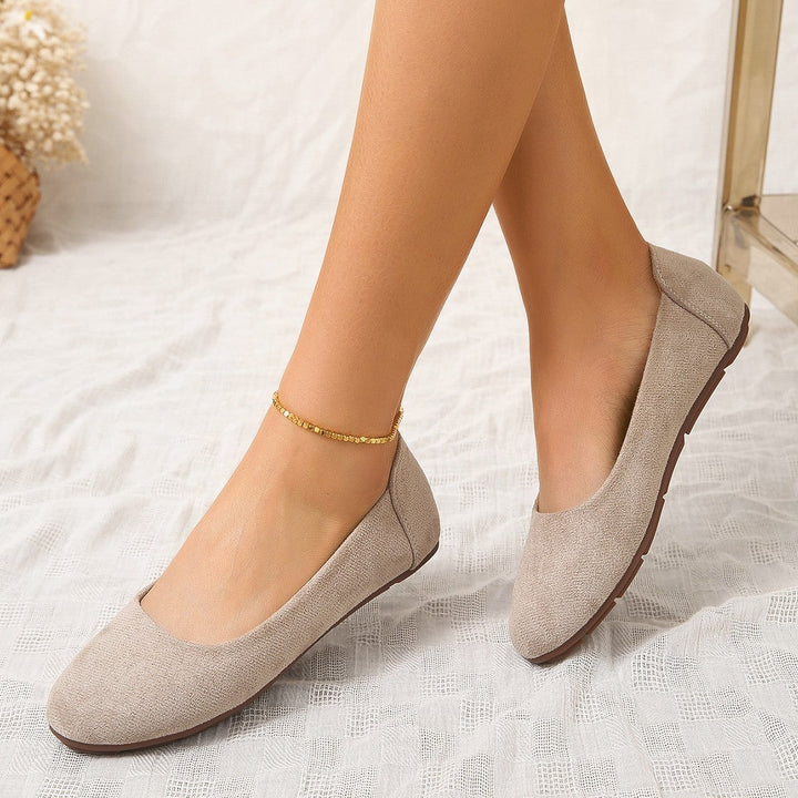 Liselotte | Damen Ballerinas Slip-On Runde Kappe - Beige - Image 6