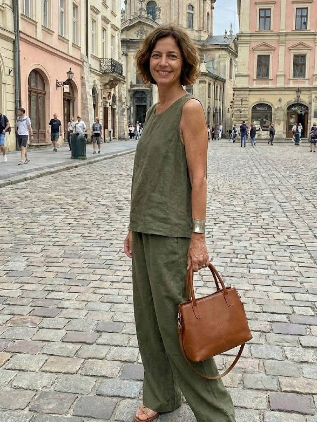 Olasima | Damen set Ärmellos Top und Weithose Zweiteiler