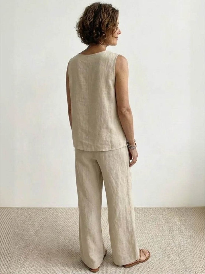 Olasima | Damen set Ärmellos Top und Weithose Zweiteiler