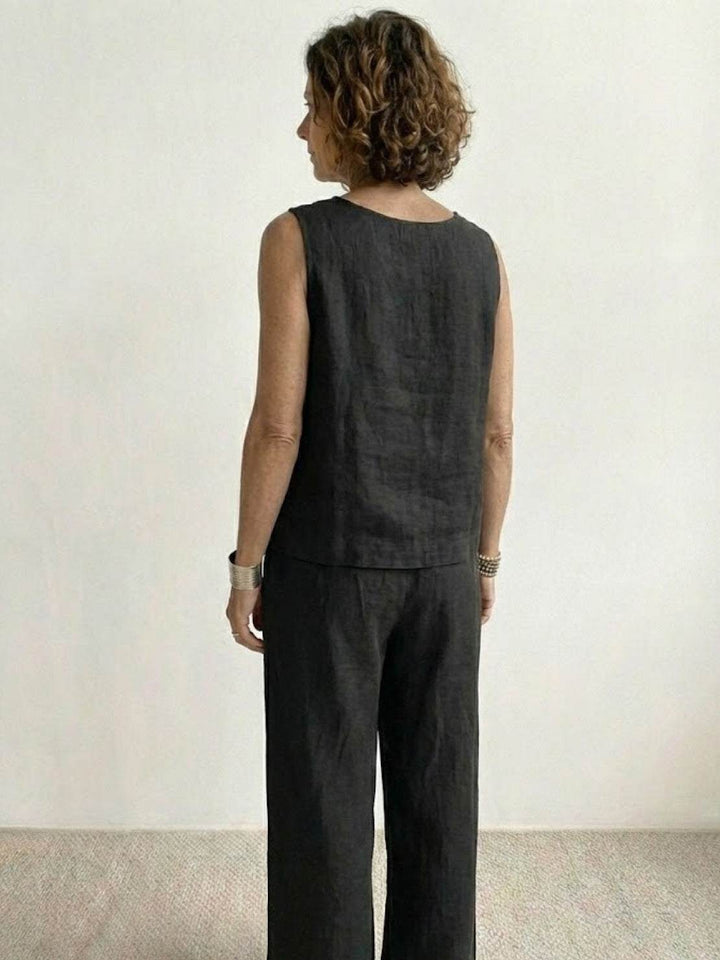 Olasima | Damen set Ärmellos Top und Weithose Zweiteiler