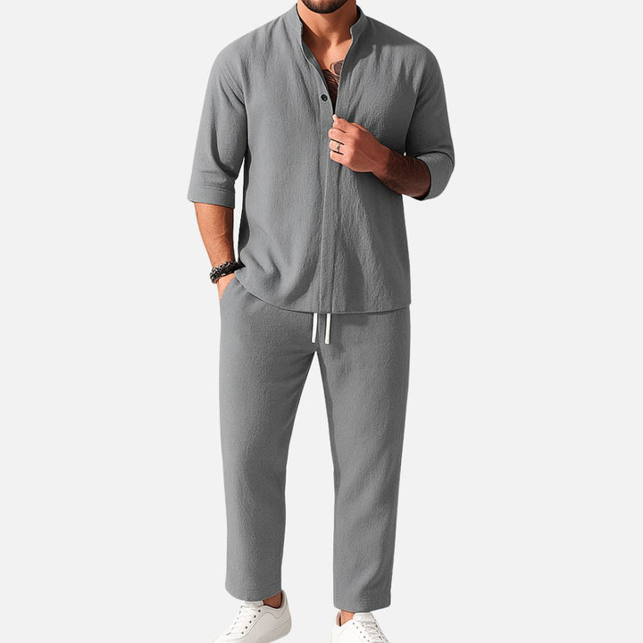 Lorenz | Herren Freizeitanzug Set Langarm Relaxed Fit - White - Image 4