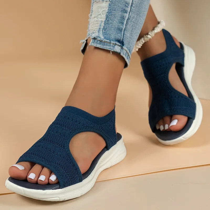 Loretta | Damen Offene Zehen Slip-On Komfort Sandalen - Black - Image 4