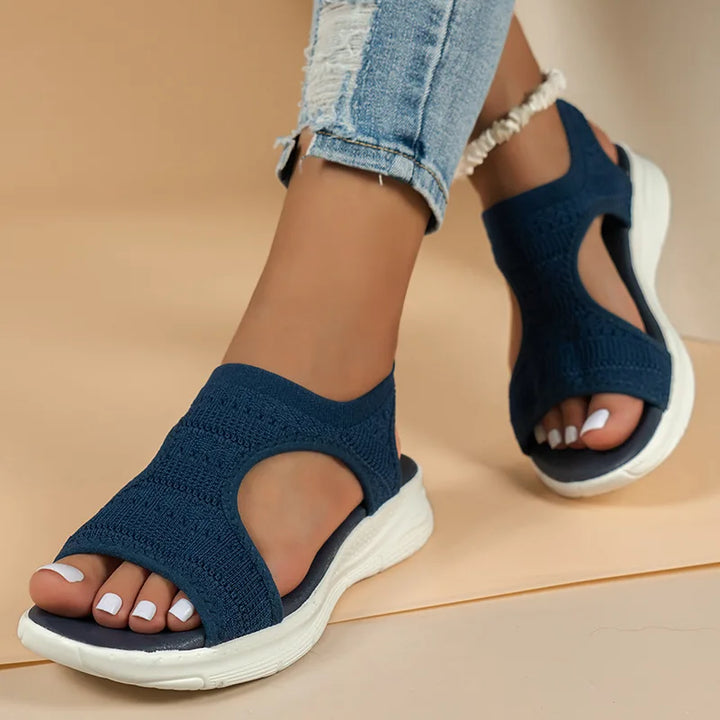 Loretta | Damen Offene Zehen Slip-On Komfort Sandalen - Black - Image 4