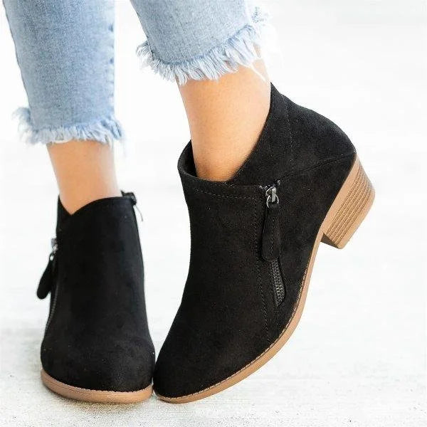 Ava | Damen Ankle Boots Blockabsatz Reißverschluss Stiefeletten