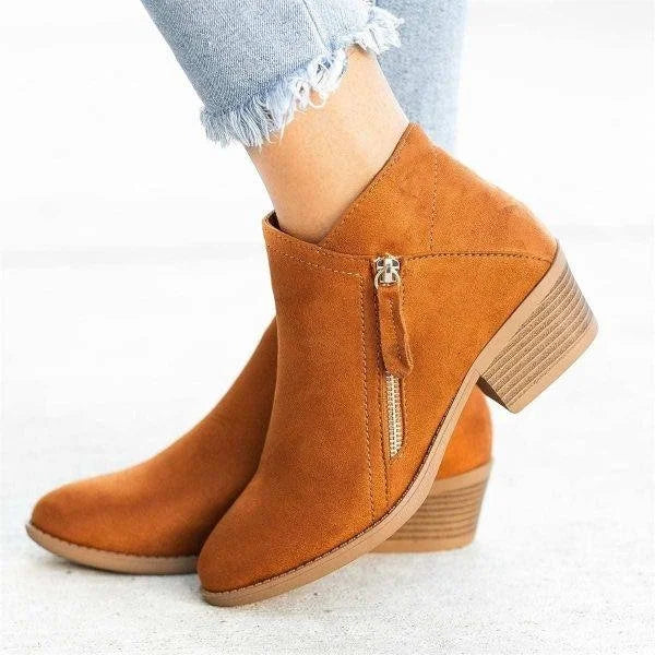 Ava | Damen Ankle Boots Blockabsatz Reißverschluss Stiefeletten