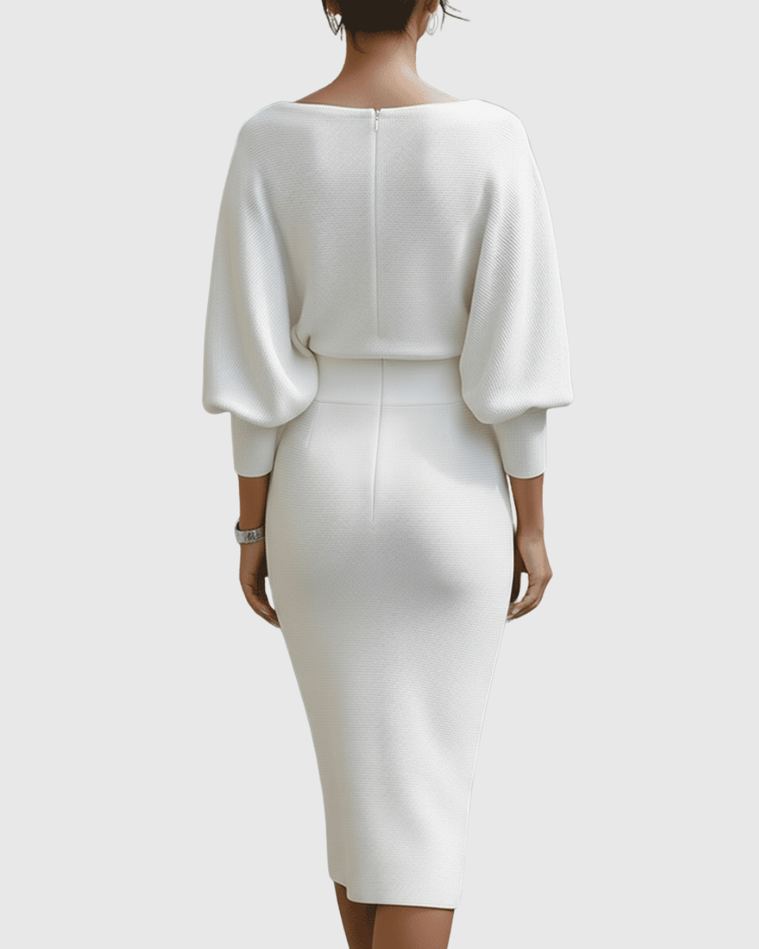 Lucinda | Damen Wasserfallkragen Midi Kleid - Navy - Image 10