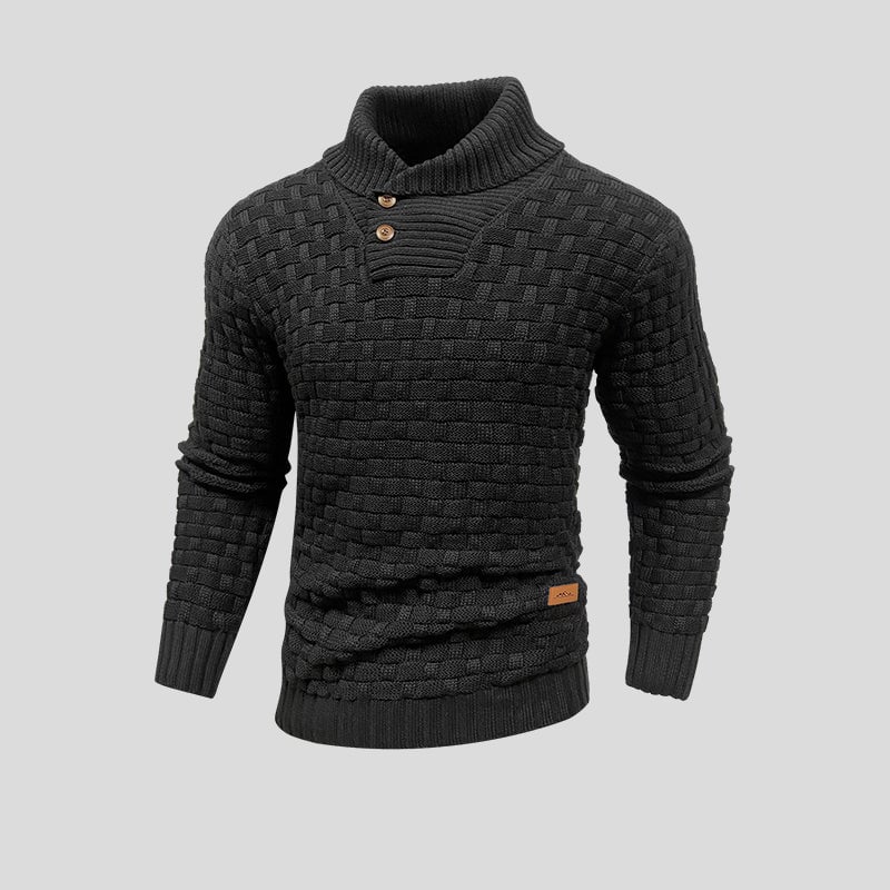 Lukas | Herren Rollkragen Strickpullover mit Zopfmuster - Dark Grey - Image 1
