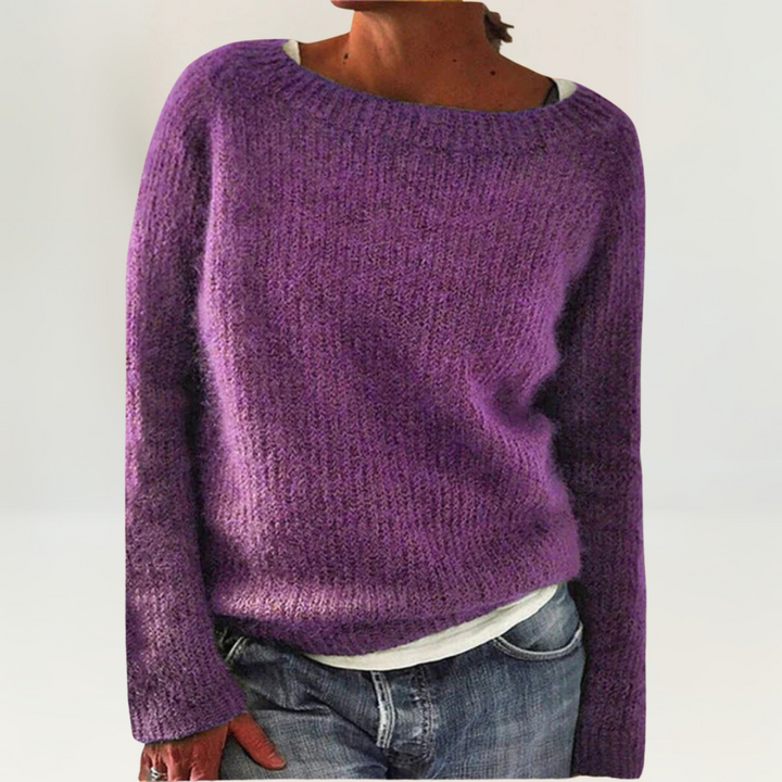 Lunara | Damen Strickpullover Rundhals Langarm - Orange - Image 2