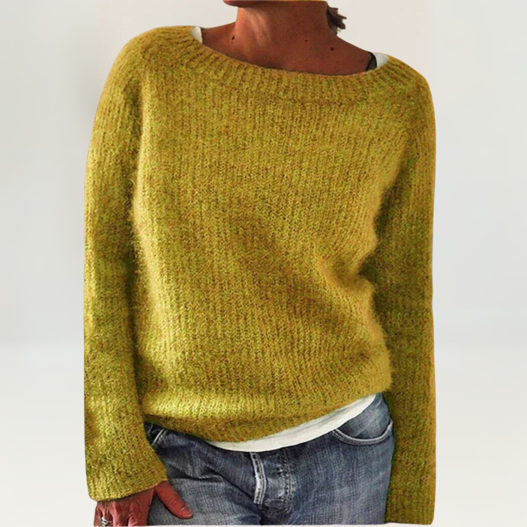 Lunara | Damen Strickpullover Rundhals Langarm - Orange - Image 3