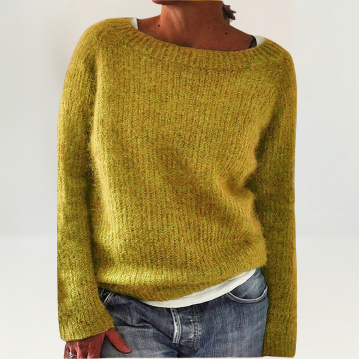 Lunara | Damen Strickpullover Rundhals Langarm - Orange - Image 3