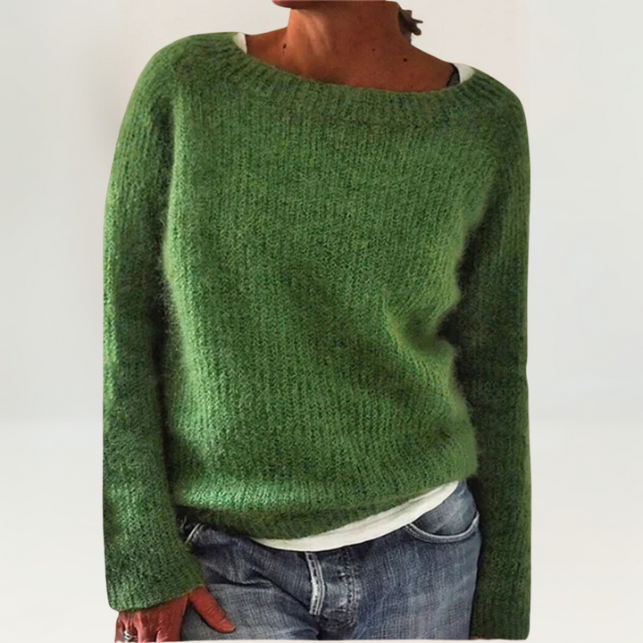 Lunara | Damen Strickpullover Rundhals Langarm - Orange - Image 4