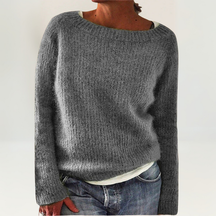 Lunara | Damen Strickpullover Rundhals Langarm - Orange - Image 5