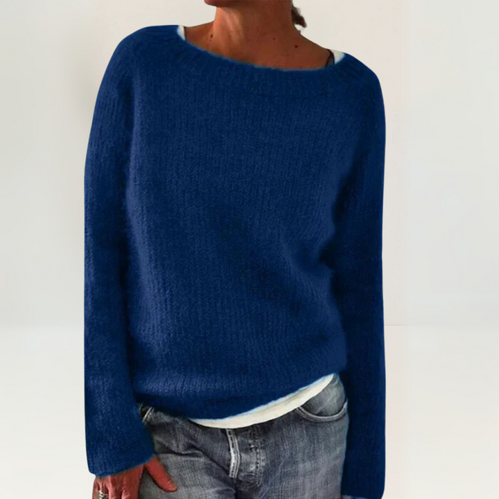 Lunara | Damen Strickpullover Rundhals Langarm - Orange - Image 6