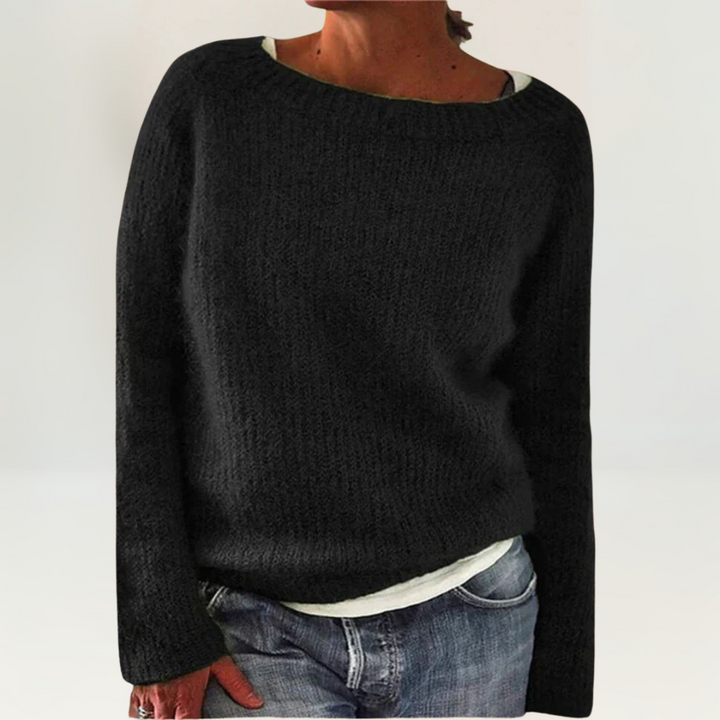 Lunara | Damen Strickpullover Rundhals Langarm - Orange - Image 7