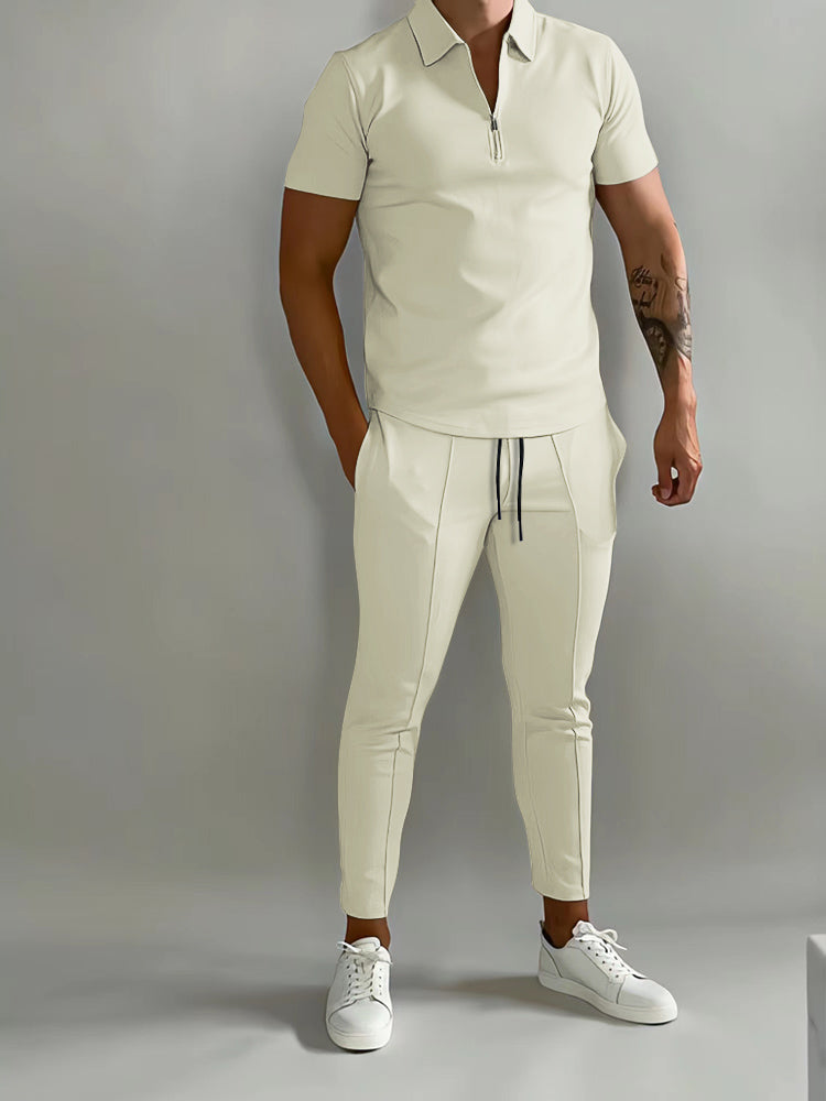 Lysander | Herren Trainingsanzug Polo Set - Champagne - Image 1