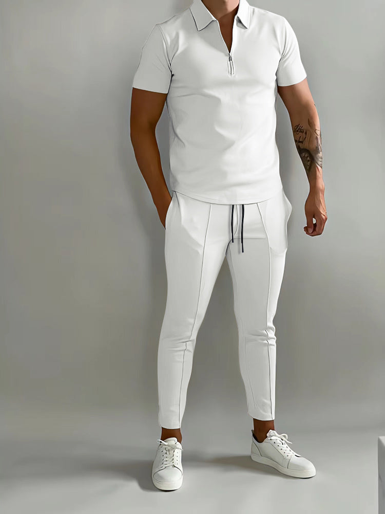 Lysander | Herren Trainingsanzug Polo Set - Champagne - Image 3