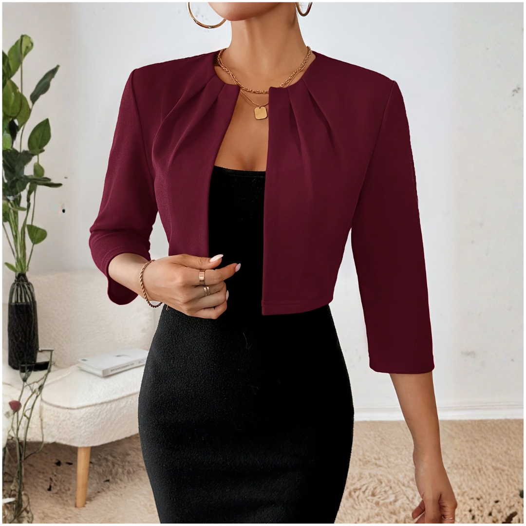 Lysandra | Damen Kurzblazer mit Offener Front - White - Image 18