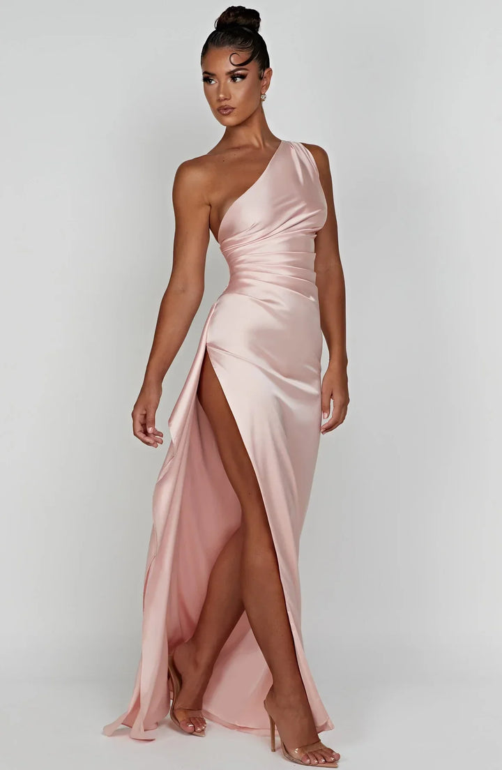 Lysandra | Damen One-Shoulder Abendkleid mit Schlitz - Red - Image 9