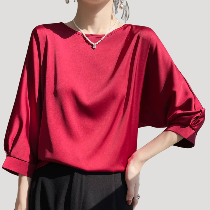 Lysandra | Damen Rundhals Langarm Bluse - White - Image 11