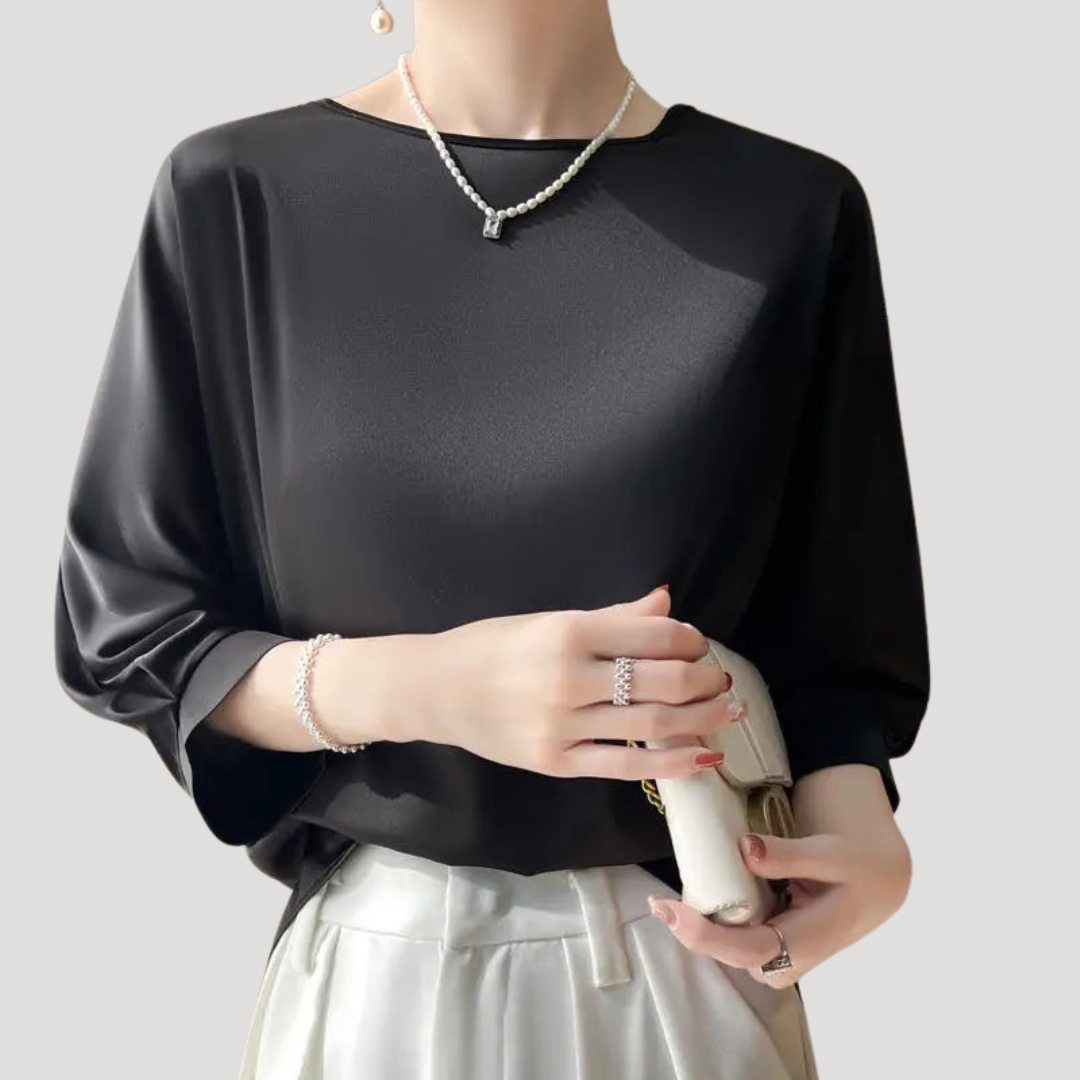 Lysandra | Damen Rundhals Langarm Bluse - White - Image 5