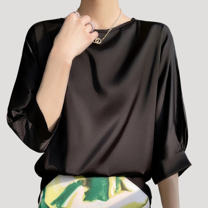 Lysandra | Damen Rundhals Langarm Bluse - White - Image 6