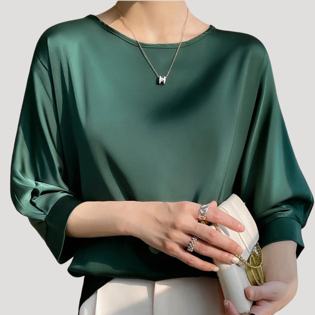 Lysandra | Damen Rundhals Langarm Bluse - White - Image 7