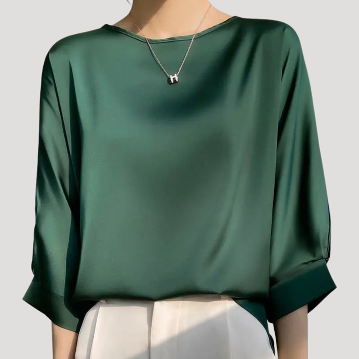 Lysandra | Damen Rundhals Langarm Bluse - White - Image 8