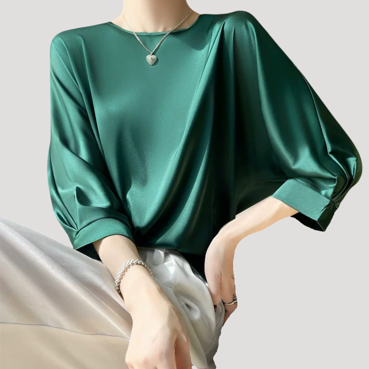 Lysandra | Damen Rundhals Langarm Bluse - White - Image 9