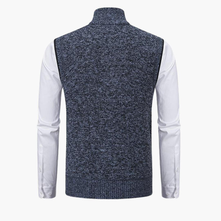 Magnus | Herren Ärmelloser Strickpullover mit Reißverschluss - Navy - Image 3