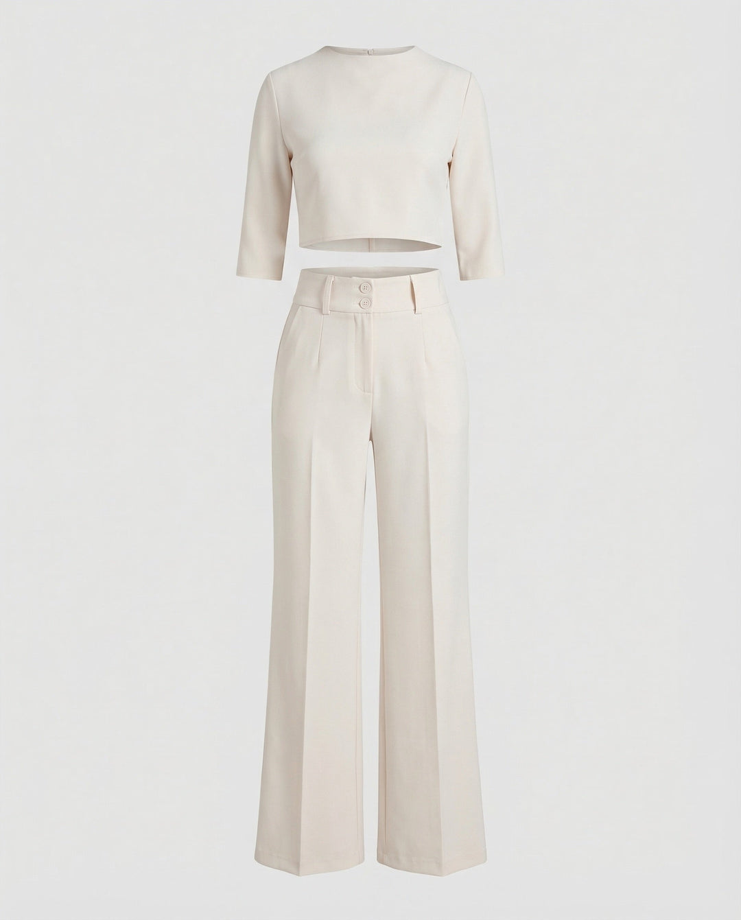 Maiken | Damen Zweiteiler Crop Top Weite Hose Set - Pink - Image 8