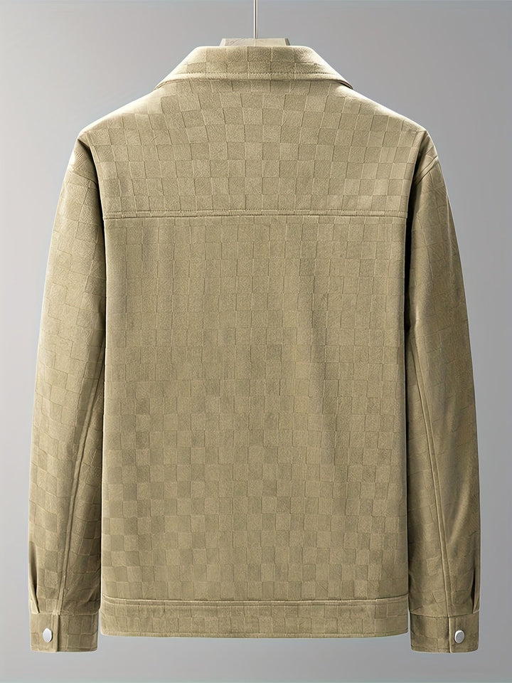 Drake | Herren Velour-Jacke Karomuster Snap-Button Herbst