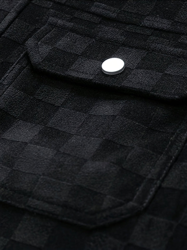 Drake | Herren Velour-Jacke Karomuster Snap-Button Herbst