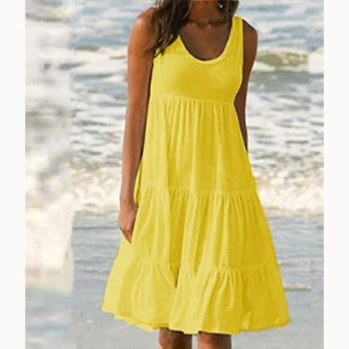 Mila | Damen Stufenkleid Ärmellos Midi Rüschen Sommer