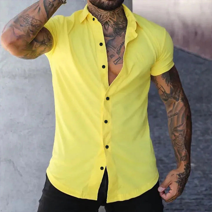 Maksim | Herren Slim Fit Kurzarmhemd - Red - Image 8