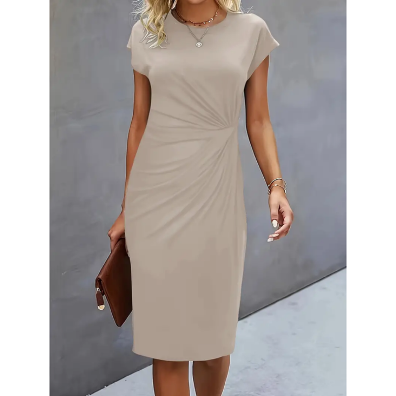 Maret | Damen Figurbetontes Gerafftes Midikleid - Black - Image 5
