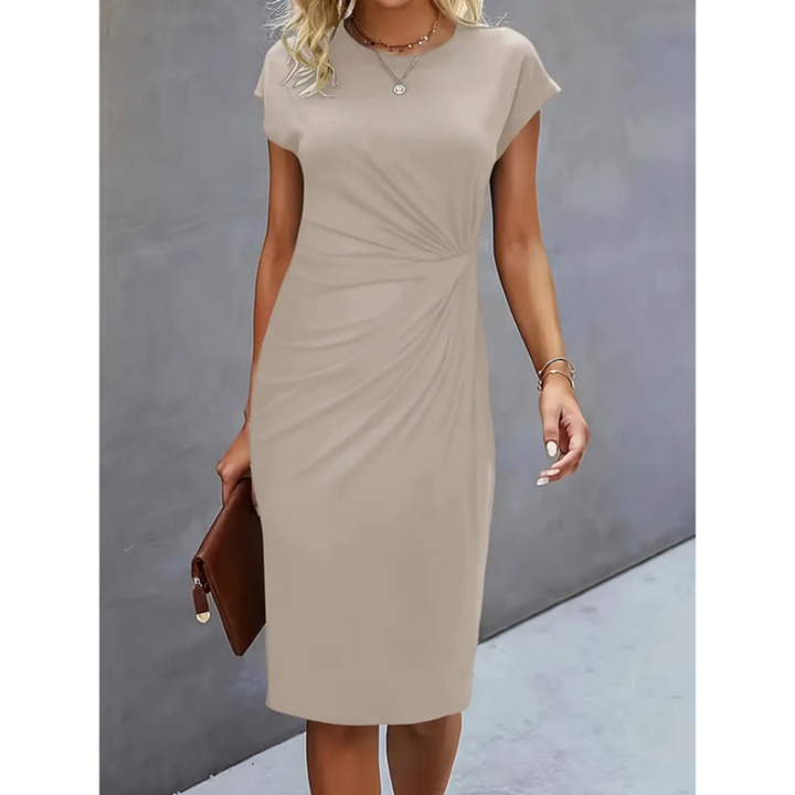 Maret | Damen Figurbetontes Gerafftes Midikleid - Black - Image 5