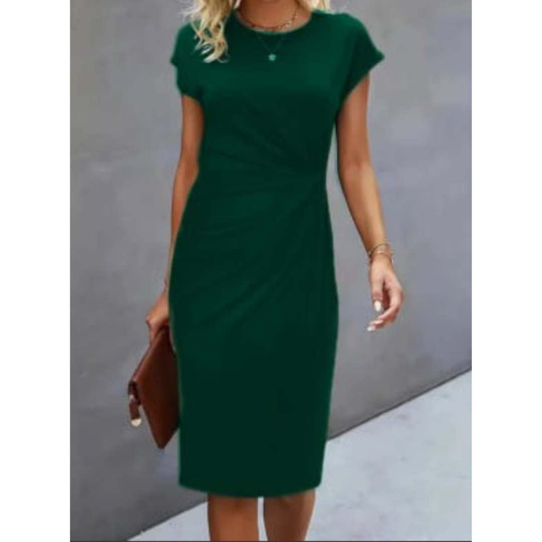 Maret | Damen Figurbetontes Gerafftes Midikleid - Black - Image 6