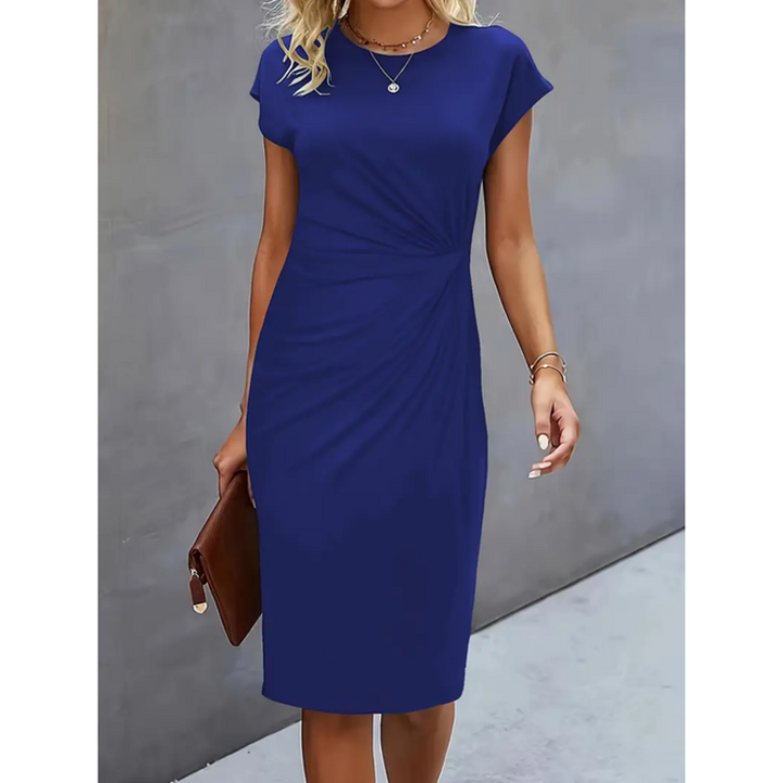 Maret | Damen Figurbetontes Gerafftes Midikleid - Black - Image 7
