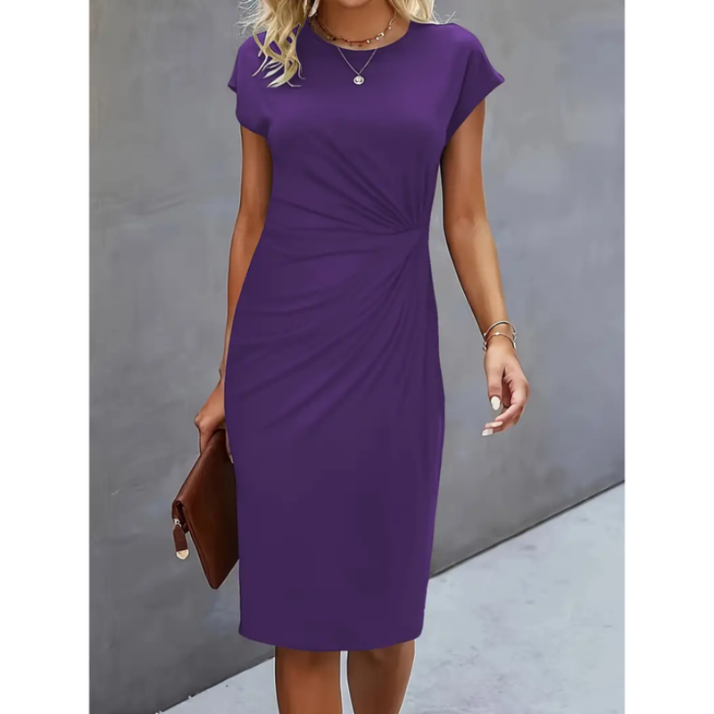 Maret | Damen Figurbetontes Gerafftes Midikleid - Black - Image 8