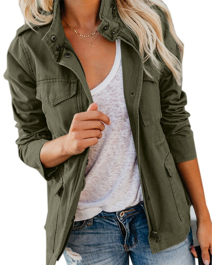 Margarete | Damen Utility Zip Jacke - Khaki - Image 1